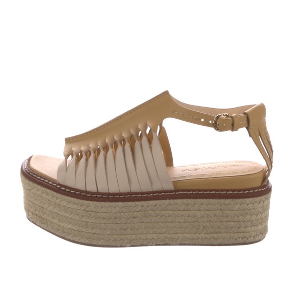 ULLA JOHNSON Valencia Twisted Contrast Flatform Sandals Sand 37 $690 - Picture 4 of 10